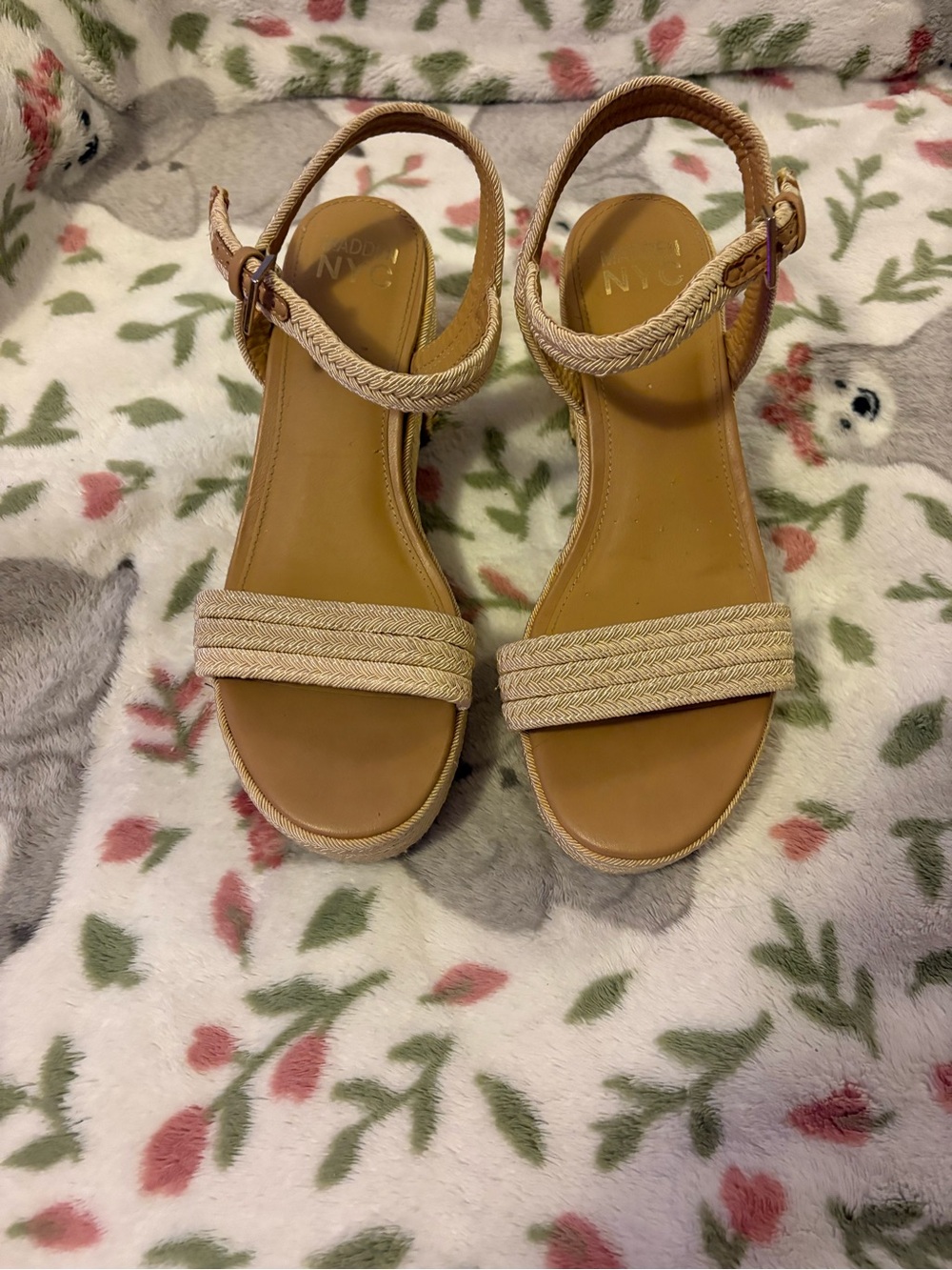 Tan Woven Strap Ankle Sandals